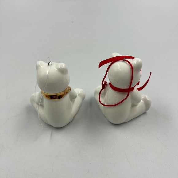 Department 56 Vintage Teddy Bear Ornaments Christmas Solid White Fine China 2 - Picture 3 of 8